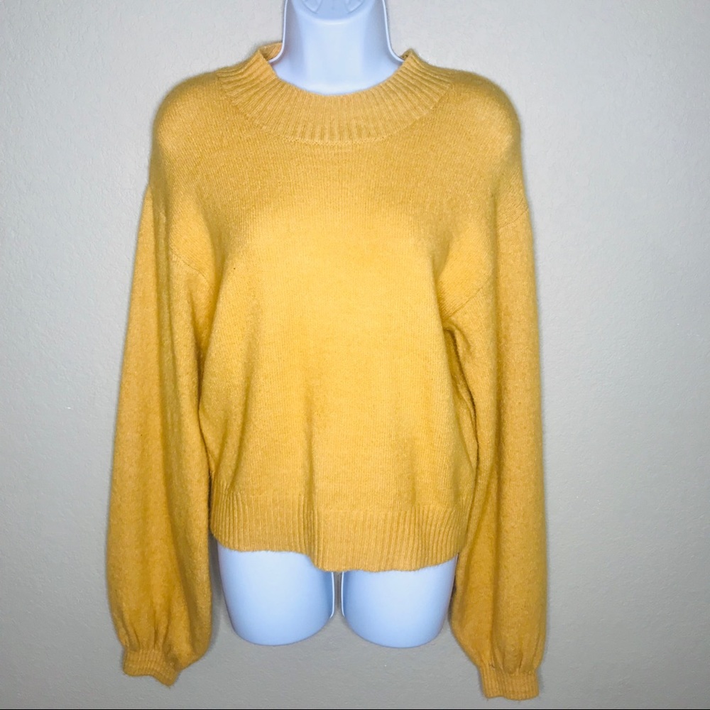 Wild Fable Mustard Balloon Sleeve Sweater | L
